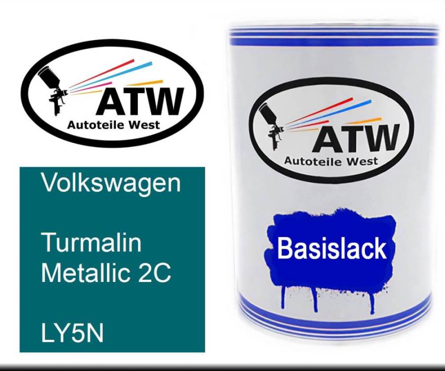 Volkswagen, Turmalin Metallic 2C, LY5N: 500ml Lackdose, von ATW Autoteile West.